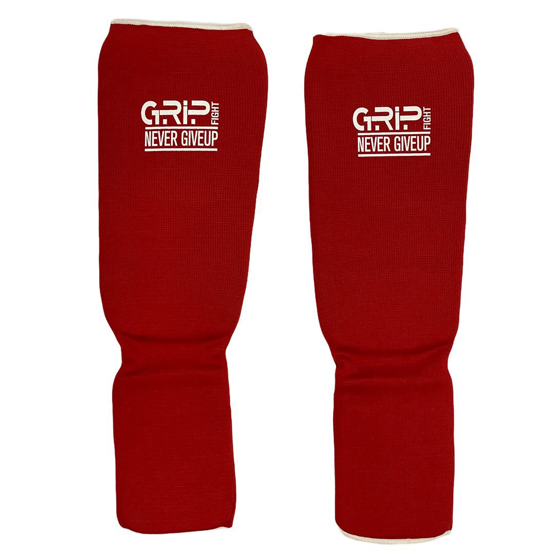 Grip FS Boxing Shin Pads Polyester With Padding | Red