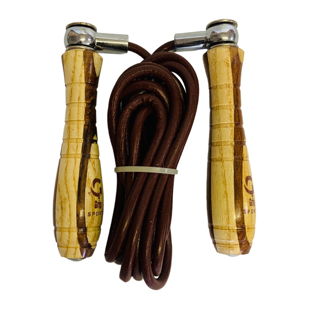 Grip Leather Skipping Rope With Adjustable Rings
