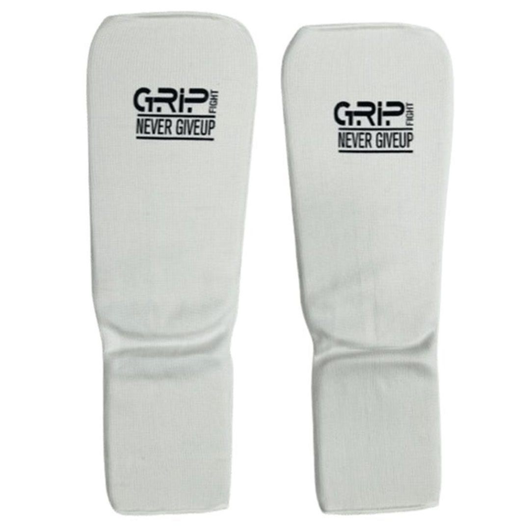 Grip FS Boxing Shin Pads Polyester With Padding | White