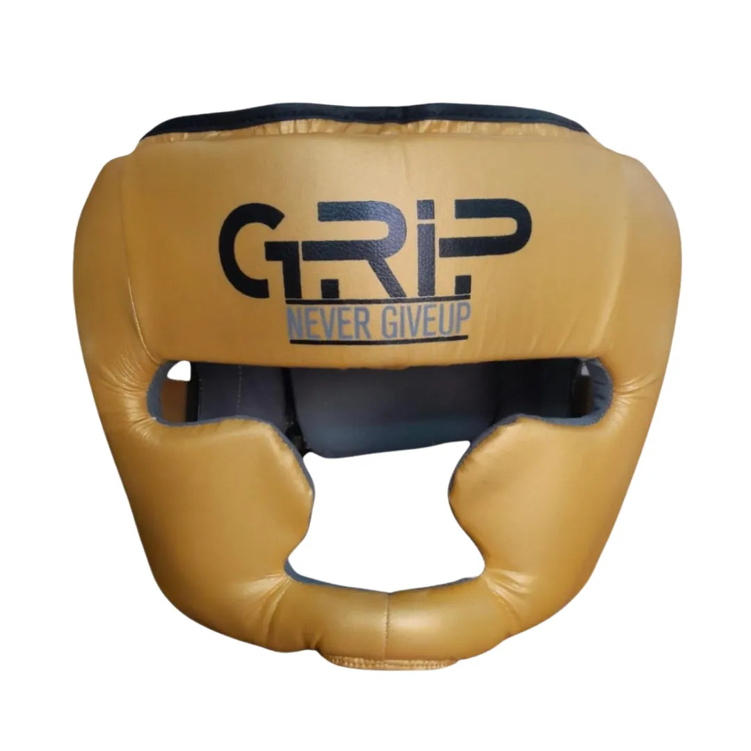 Grip FS Boxing Head Guard | Vinyal Leather Material | Gold