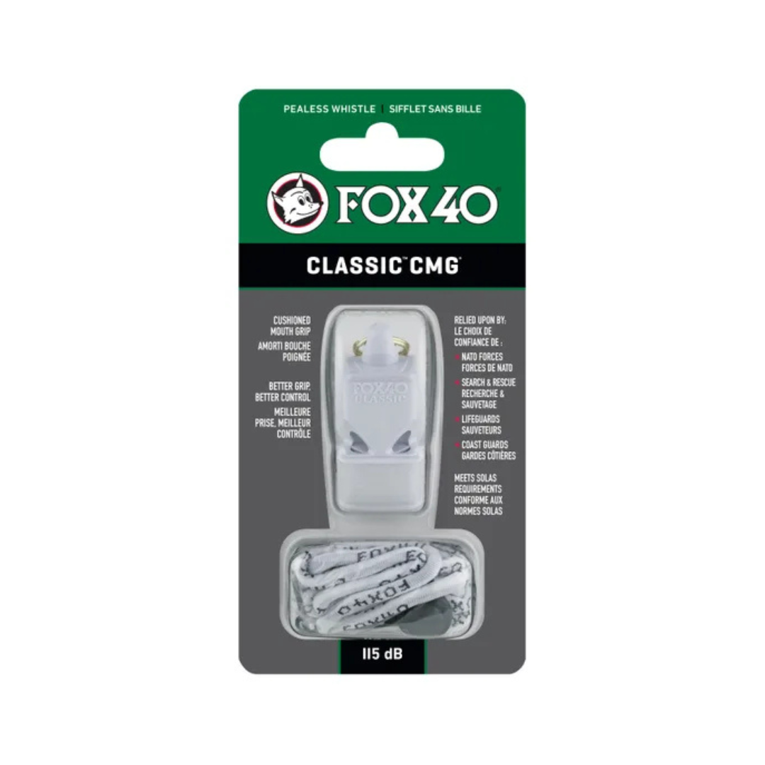 Fox 40 Classic CMG and Neck Lanyard Whistle | Standard | White