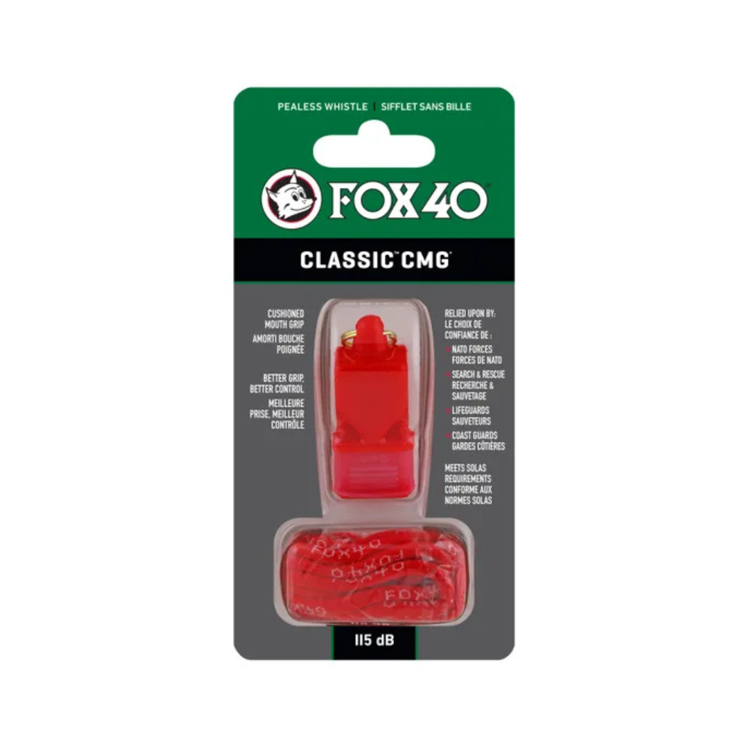 Fox 40 Classic CMG and Neck Lanyard Whistle | Standard | Red
