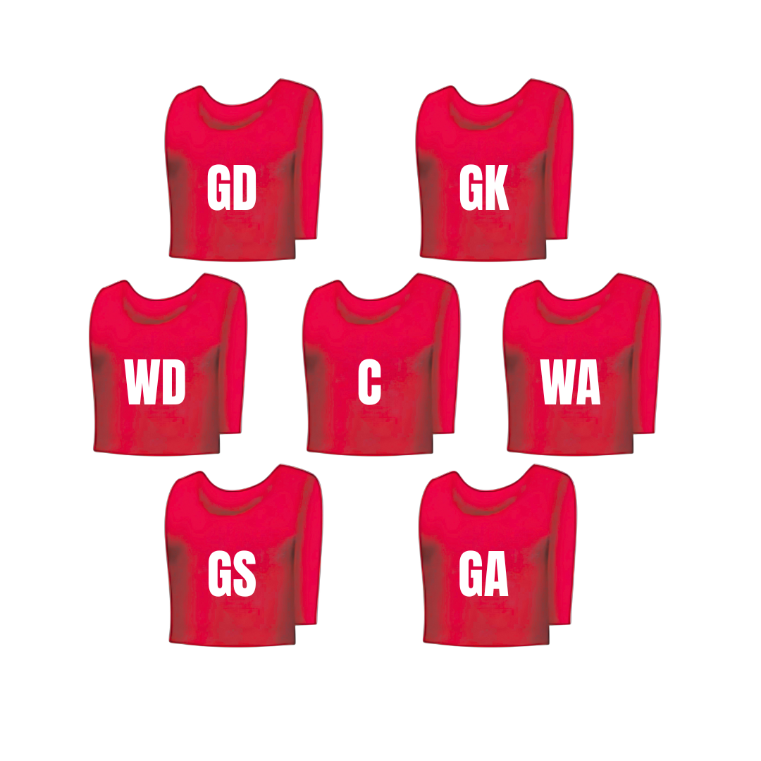 Grip NetBall Bibs | Set of 7 | Red