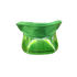 A bright green visor hat with a sheer, transparent green plastic lower section, shown against a plain white background.
