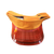 A protective visor with a bright orange fabric top and a translucent amber-red plastic lower shield, shown on a plain white background.