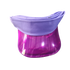 A translucent purple plastic visor hat with a light purple fabric sun shield on top, shown on a plain white background.
