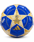 A blue and gold Adidas Champions League II soccer ball on a white background.