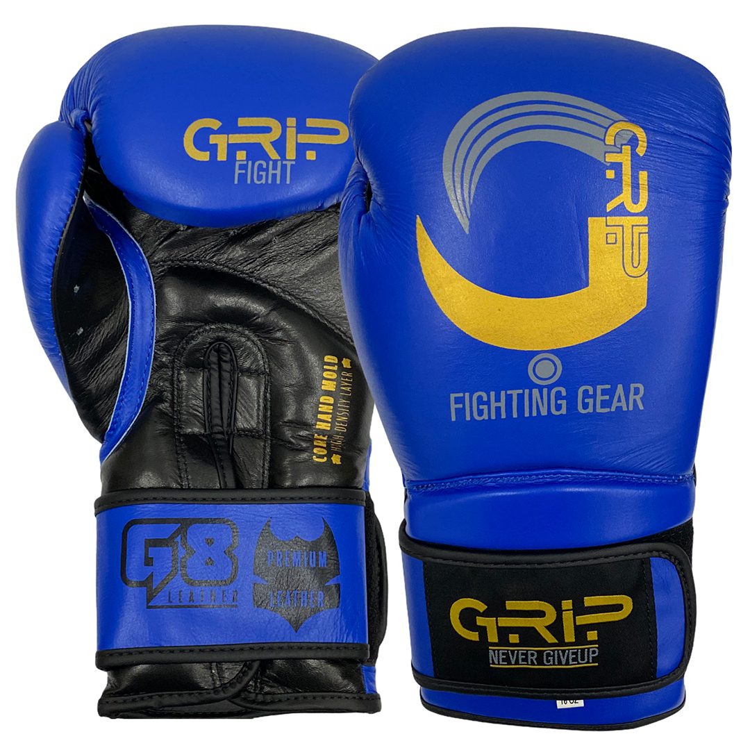 Grip Boxing Gloves | G8 Genuine Leather Pro | Blue