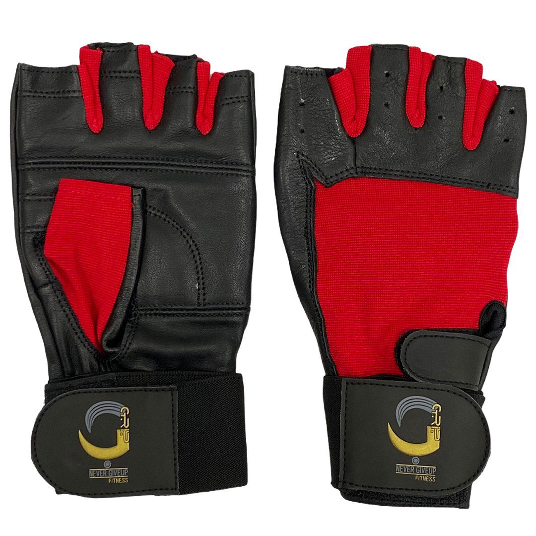 Grip FS Men Weight Lifting Gloves | Leather | Red
