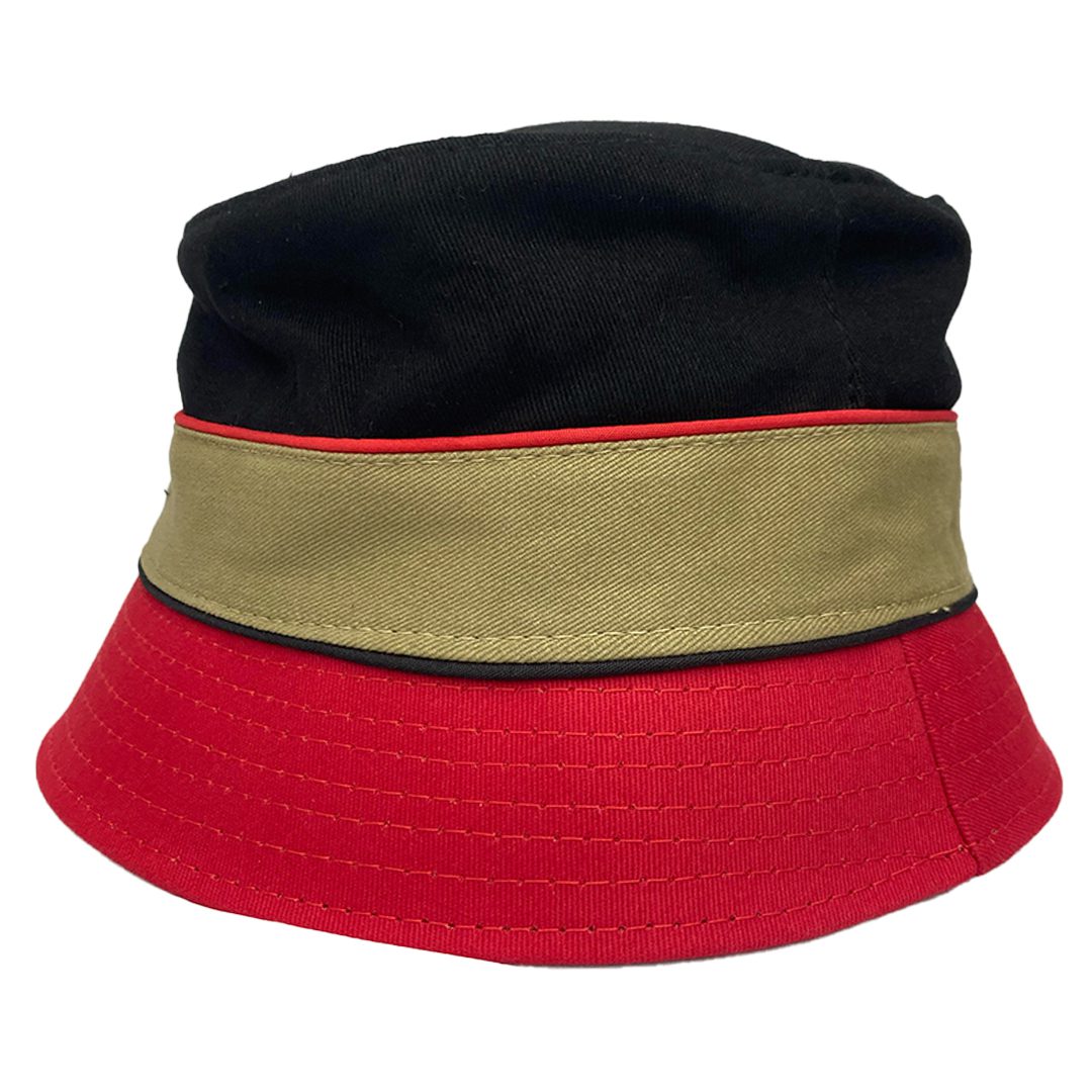 Floppy Bucket Hat | Black / Beige / Red