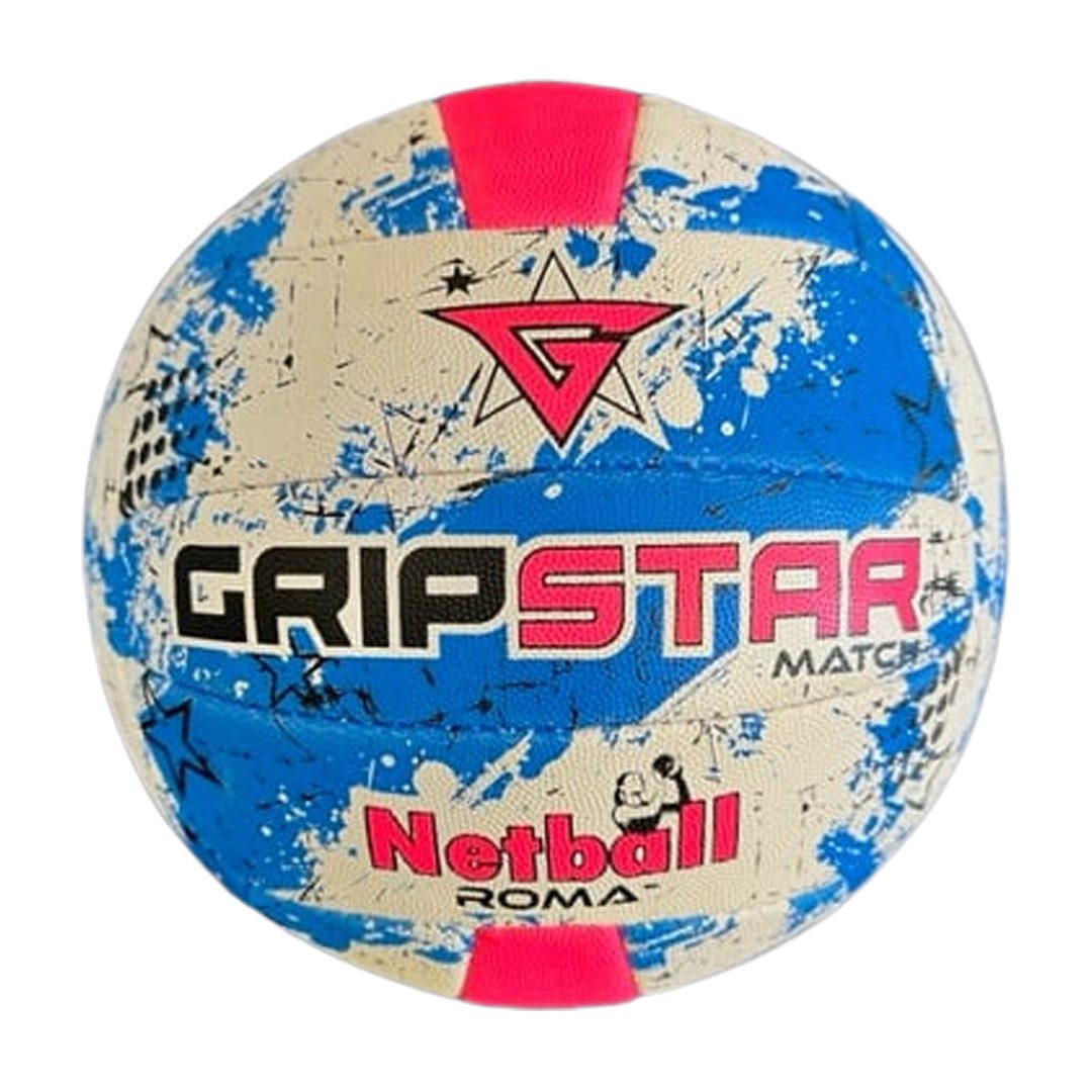 Grip Star Netball Match Hand Stitched Ball | Roma | Blue