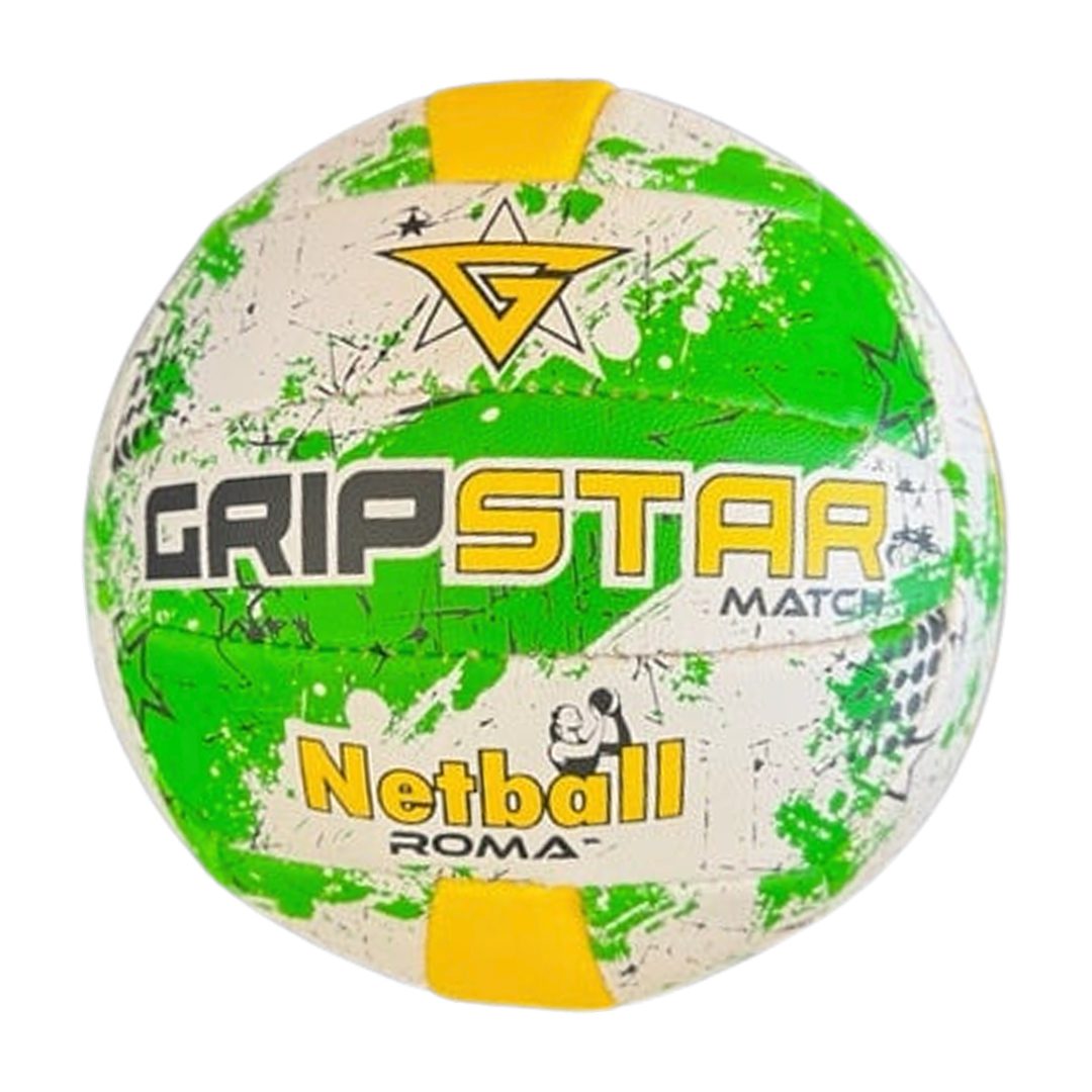 Grip Star Netball Match Hand Stitched Ball | Roma | Green