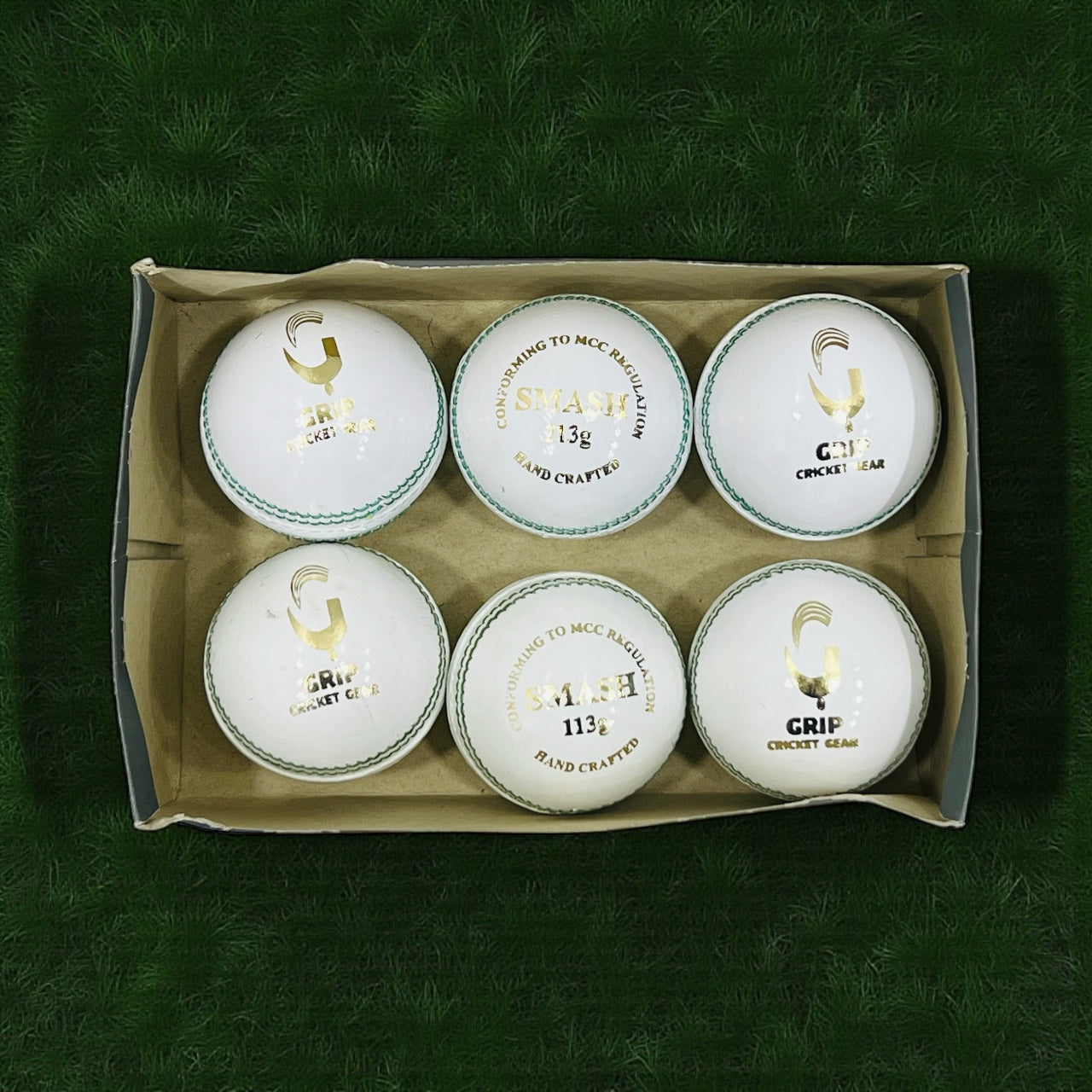 GRIP Cricket Ball 113g 2PC (6 pcs box) White