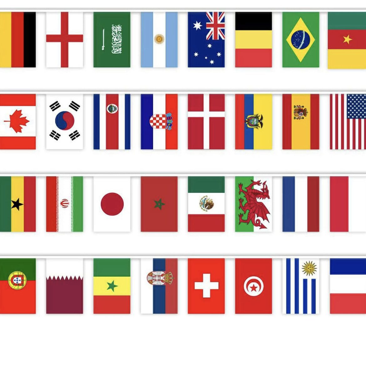 32 Football World Cup Bunting Flags 2022
