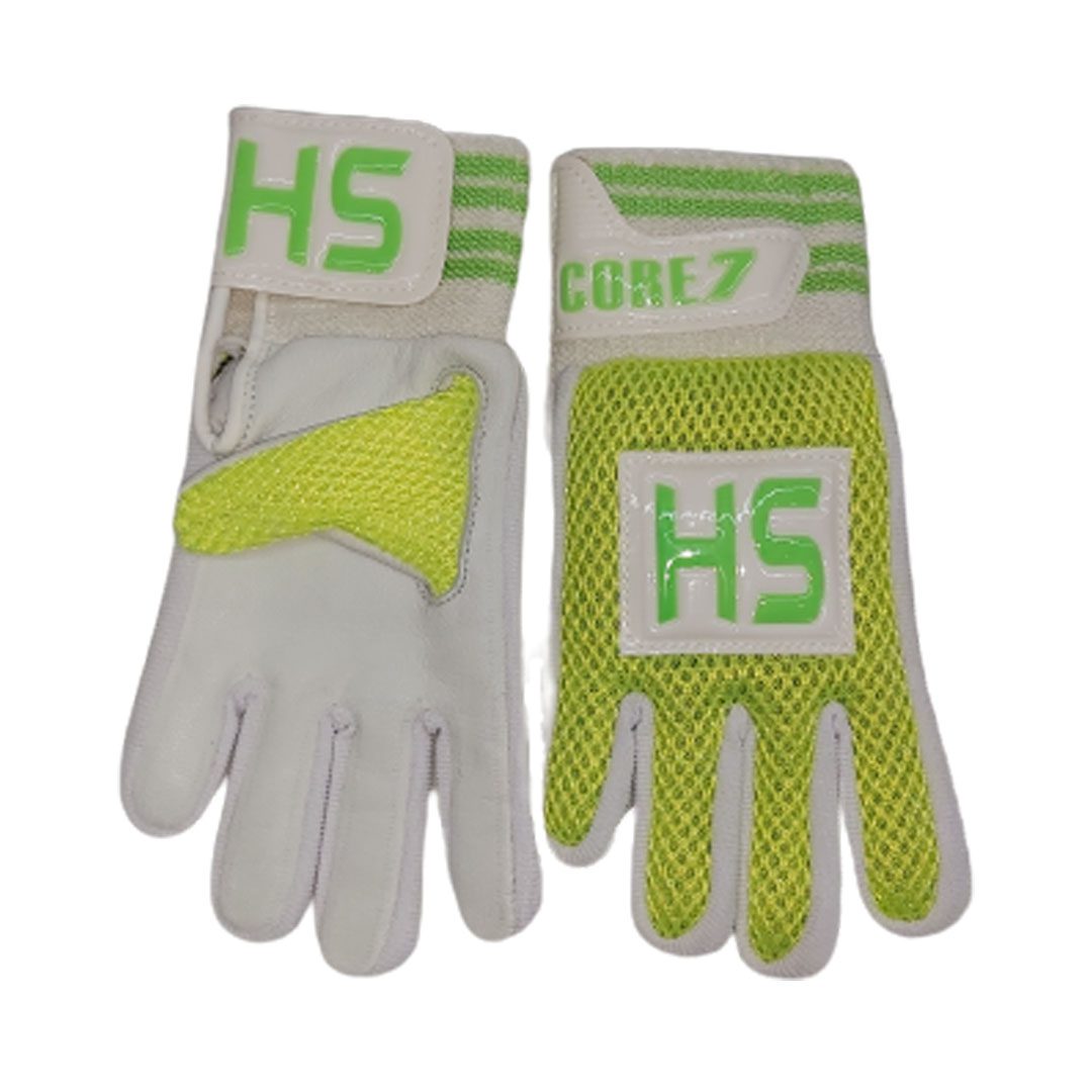 HS Indoor Batting Gloves | Leather | White / Yellow