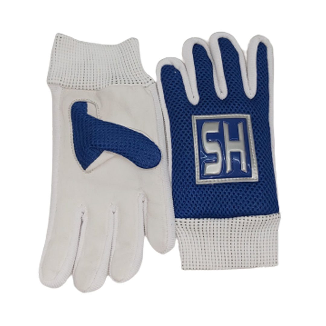 HS Indoor Batting Gloves | Leather | White / Blue