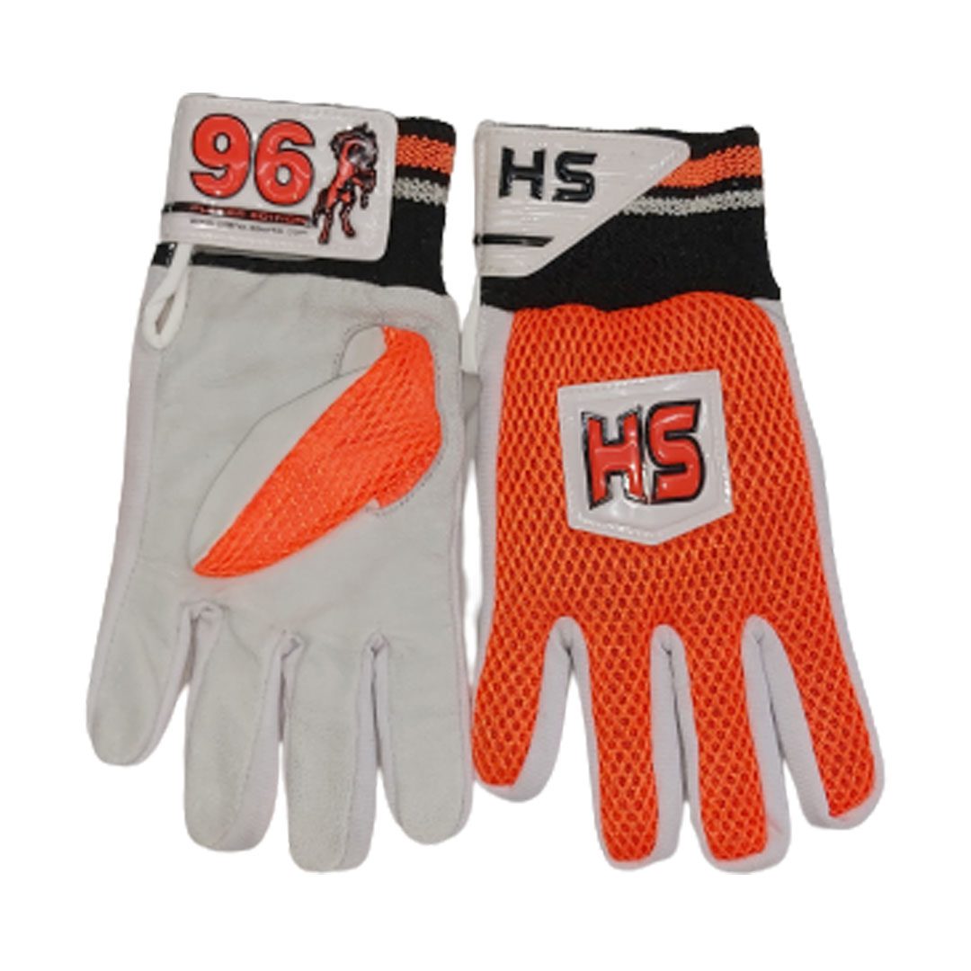 HS Indoor Batting Gloves | Leather | White / Orange
