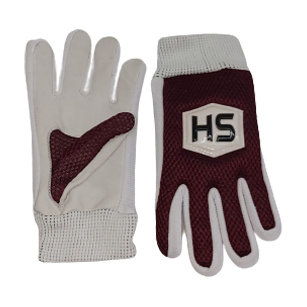 HS Indoor Batting Gloves | Leather | White / Brown