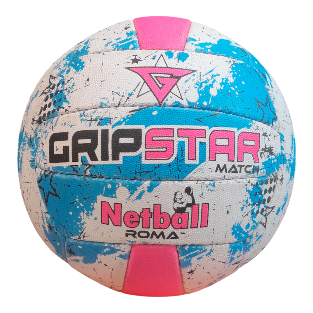 Grip Star Netball Match Hand Stitched Ball | Roma | Blue