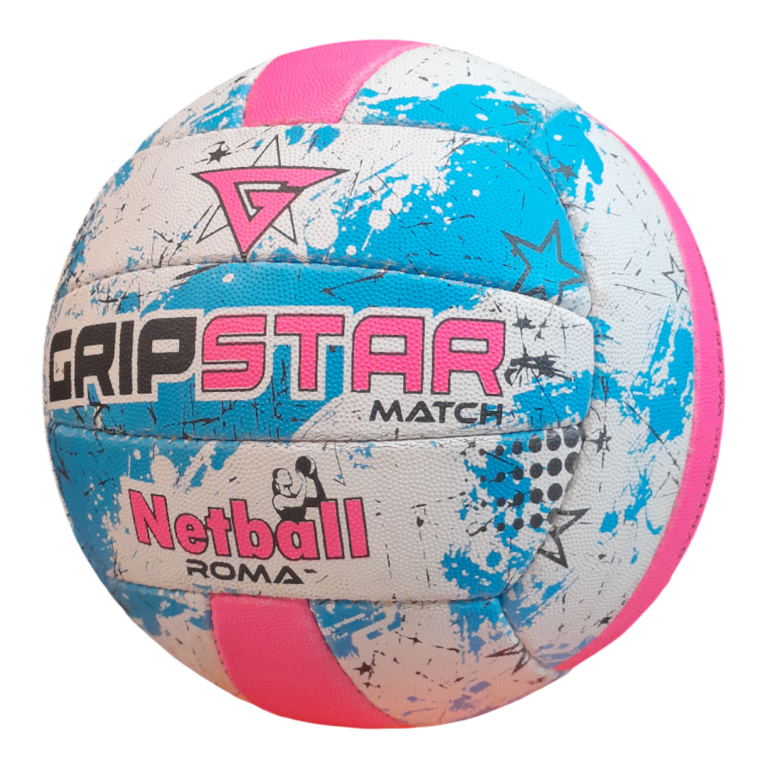 Grip Star Netball Match Hand Stitched Ball | Roma | Blue