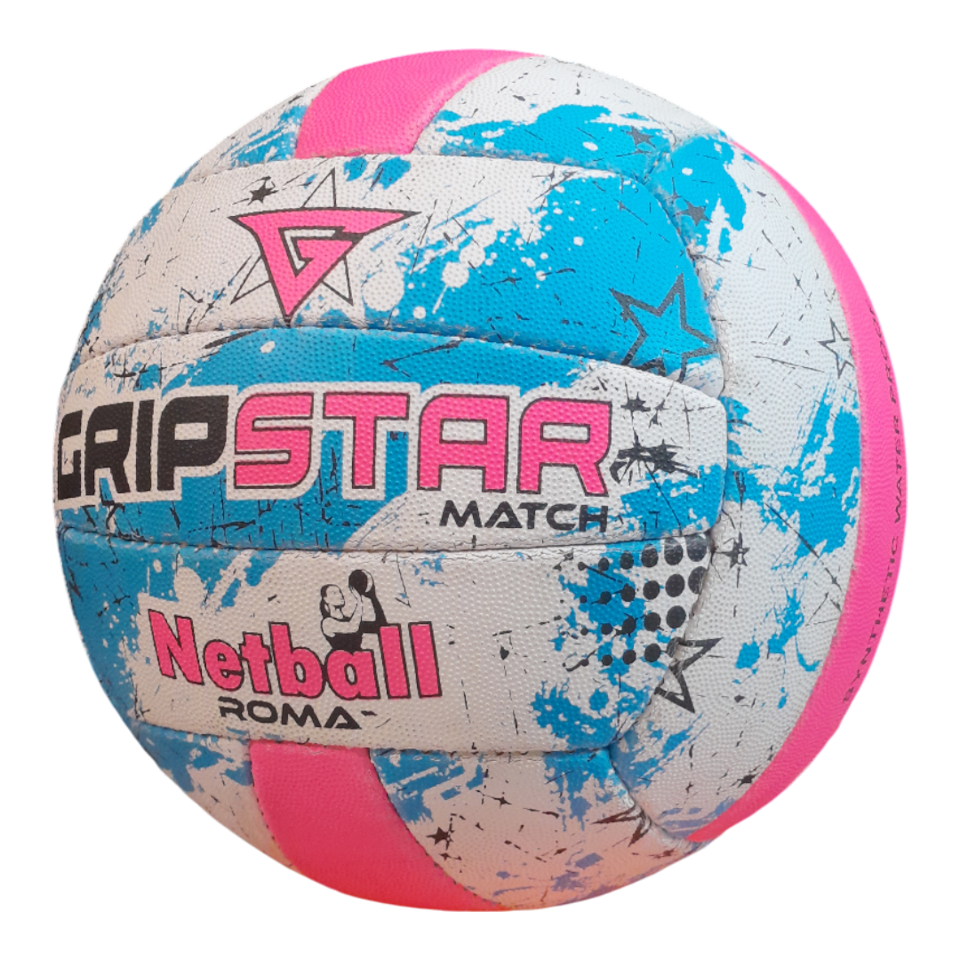 Grip Star Netball Match Hand Stitched Ball | Roma | Blue
