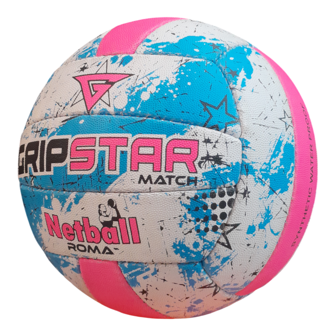 Grip Star Netball Match Hand Stitched Ball | Roma | Blue