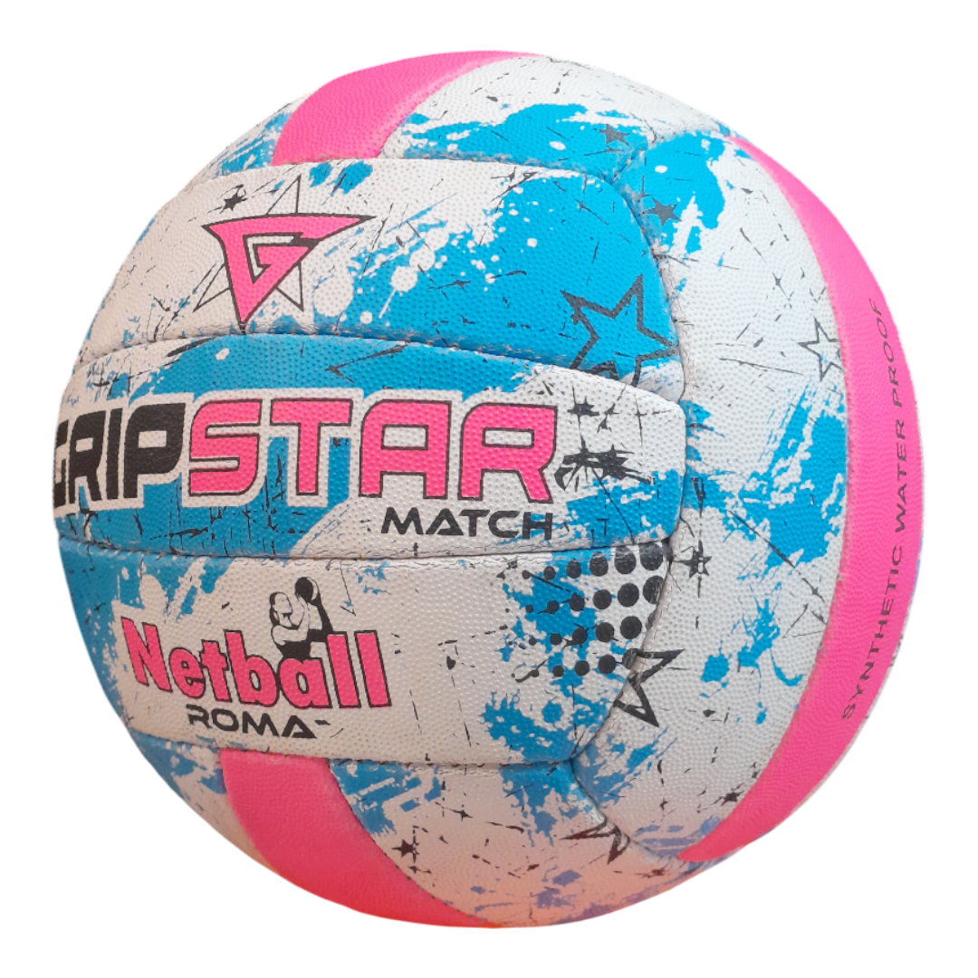 Grip Star Netball Match Hand Stitched Ball | Roma | Blue
