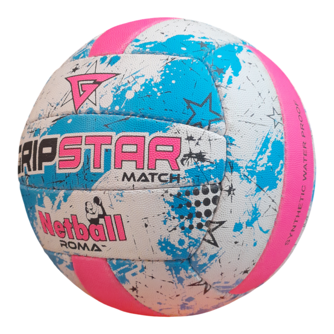 Grip Star Netball Match Hand Stitched Ball | Roma | Blue