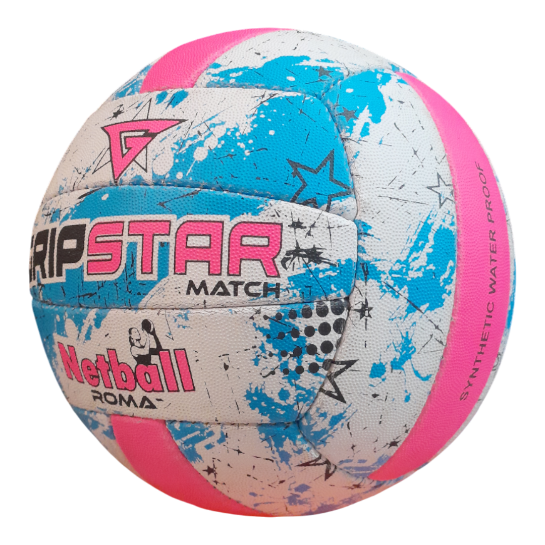 Grip Star Netball Match Hand Stitched Ball | Roma | Blue