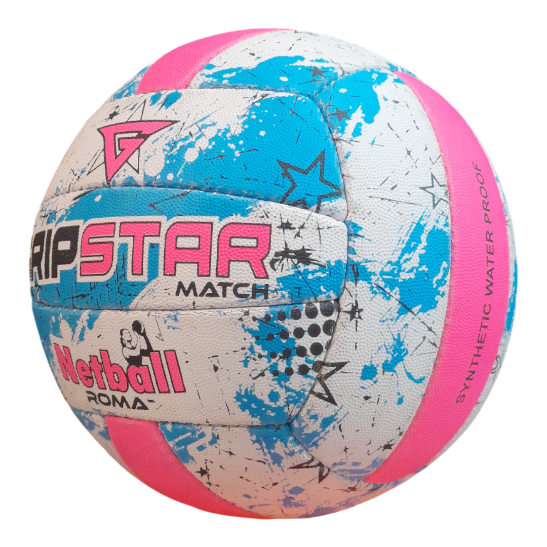 Grip Star Netball Match Hand Stitched Ball | Roma | Blue