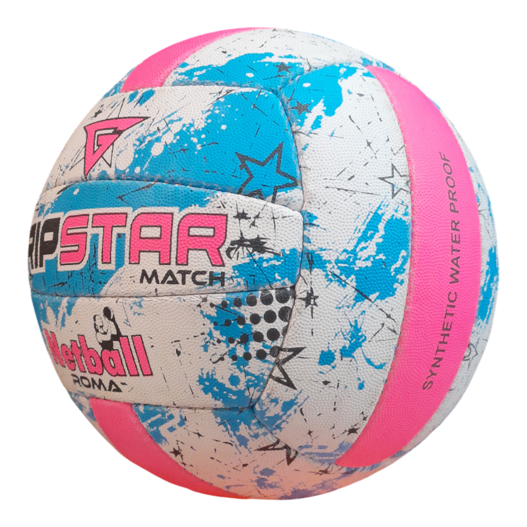 Grip Star Netball Match Hand Stitched Ball | Roma | Blue