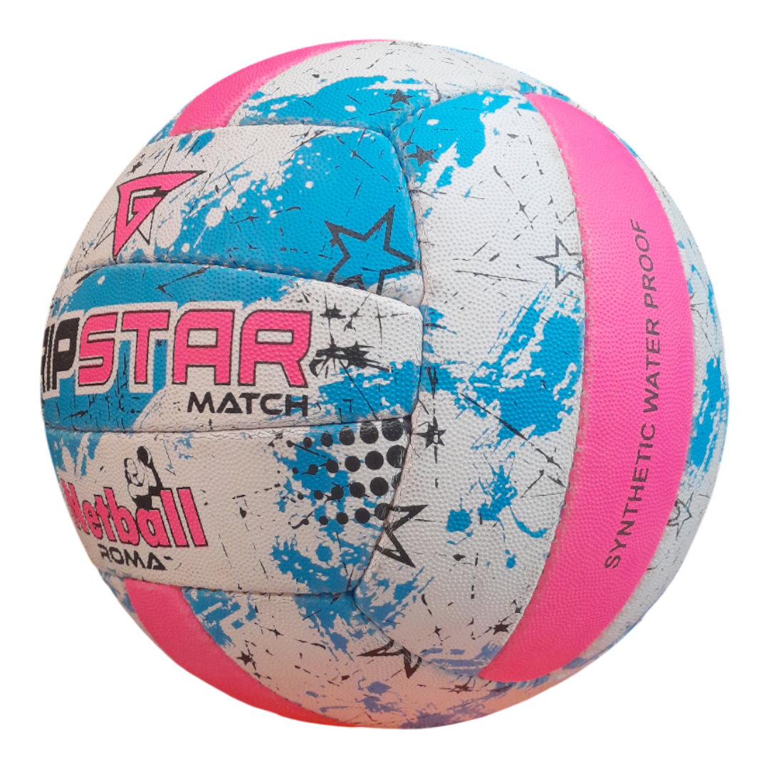 Grip Star Netball Match Hand Stitched Ball | Roma | Blue