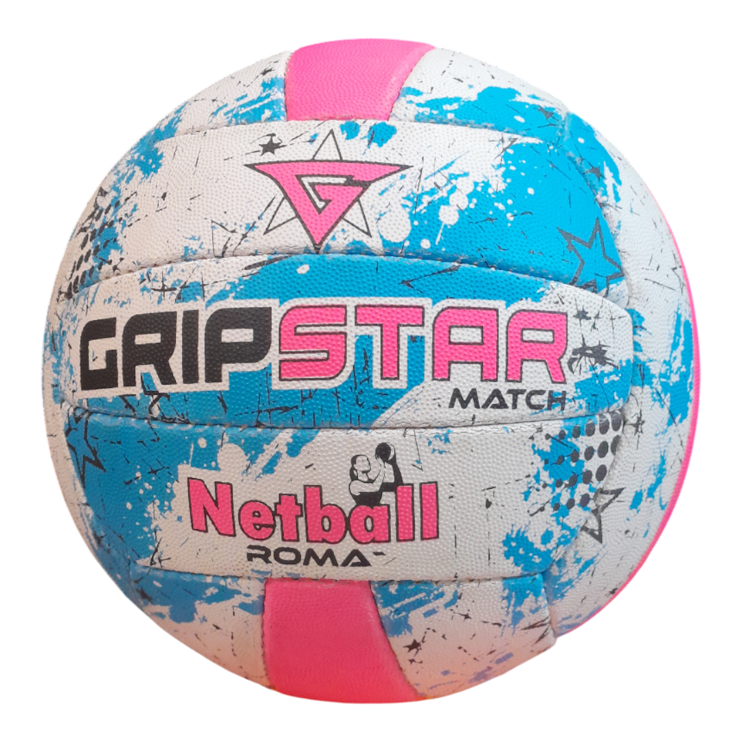 Grip Star Netball Match Hand Stitched Ball | Roma | Blue