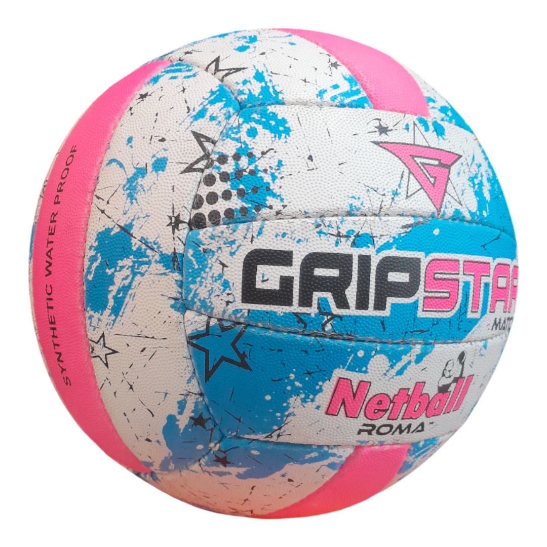 Grip Star Netball Match Hand Stitched Ball | Roma | Blue