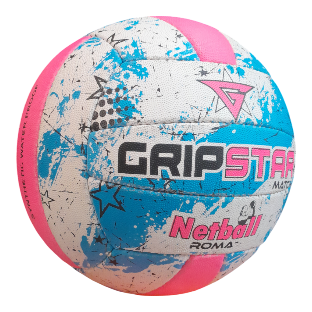 Grip Star Netball Match Hand Stitched Ball | Roma | Blue