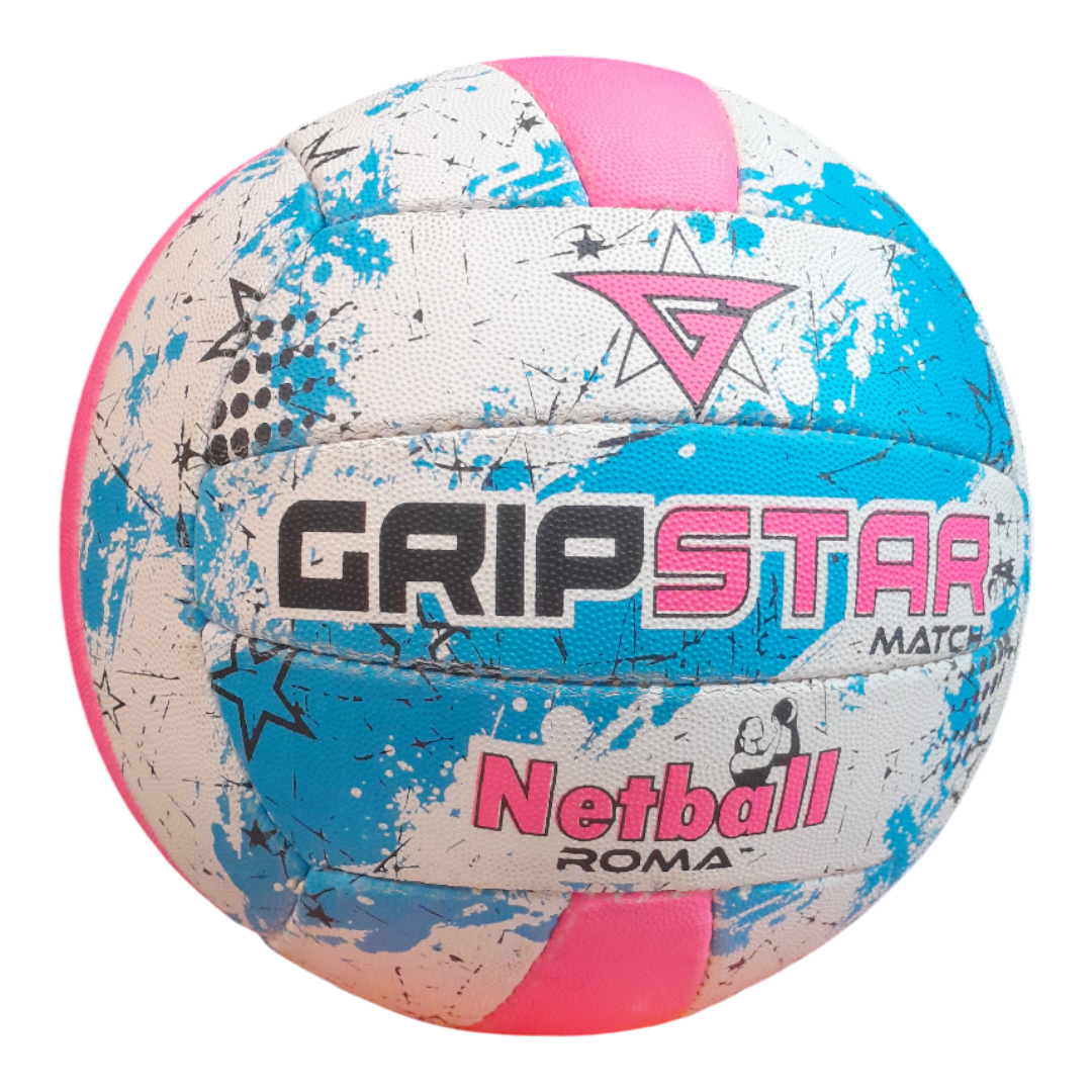 Grip Star Netball Match Hand Stitched Ball | Roma | Blue