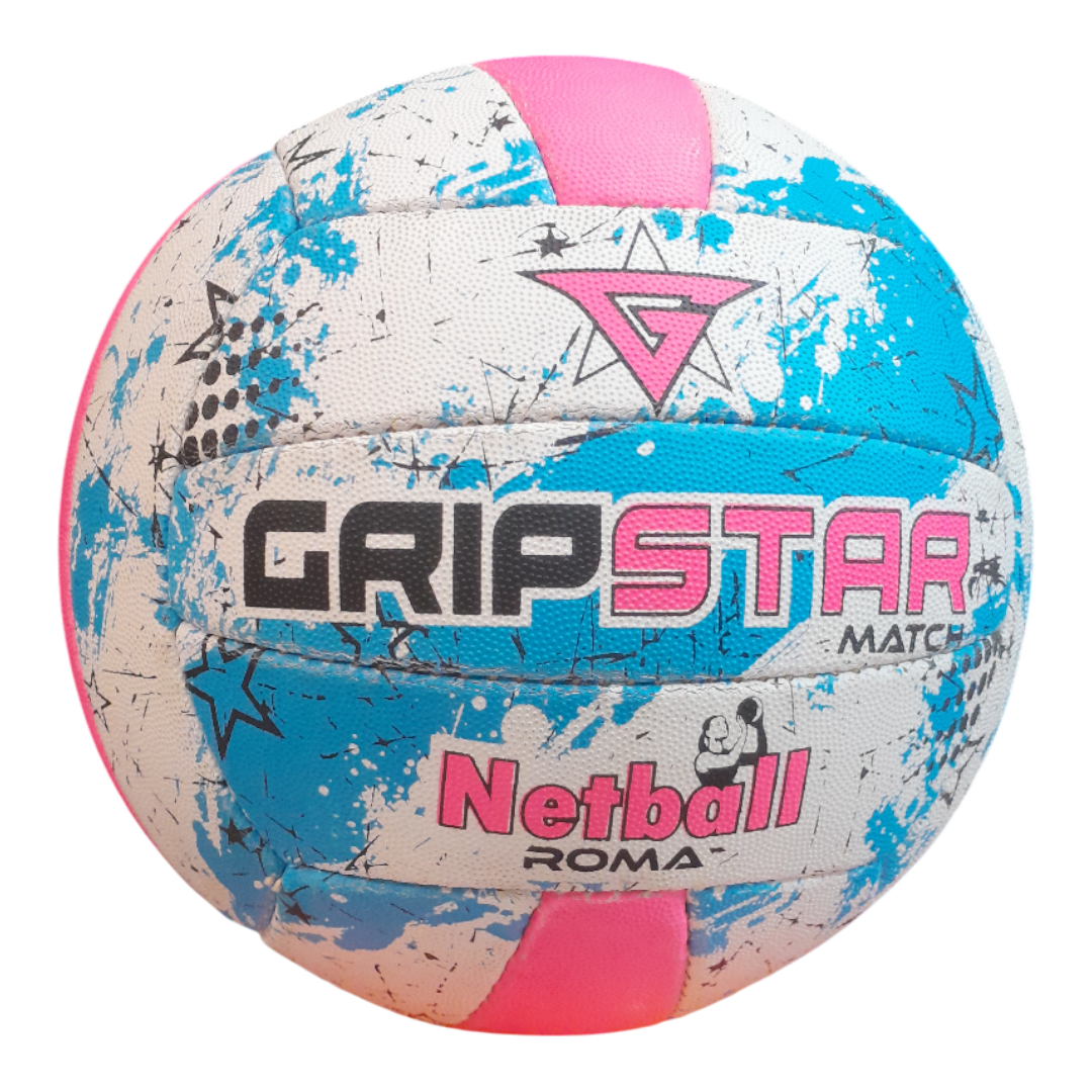 Grip Star Netball Match Hand Stitched Ball | Roma | Blue