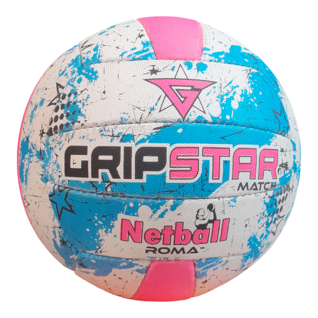 Grip Star Netball Match Hand Stitched Ball | Roma | Blue
