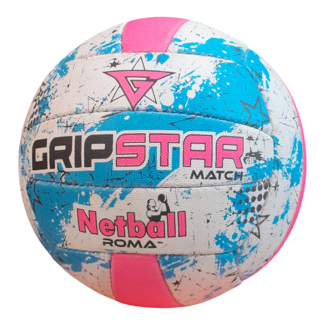 Grip Star Netball Match Hand Stitched Ball | Roma | Blue