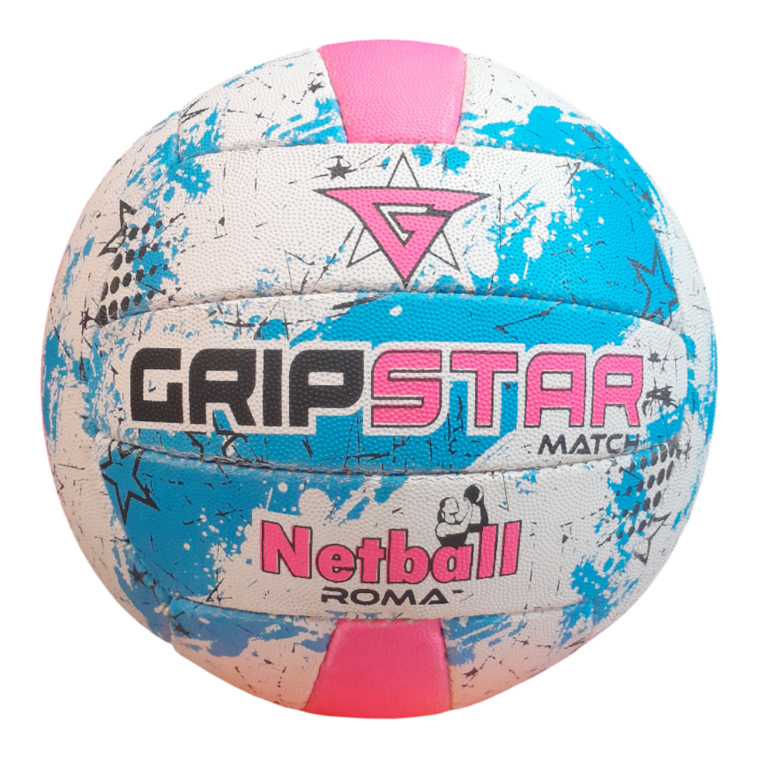 Grip Star Netball Match Hand Stitched Ball | Roma | Blue