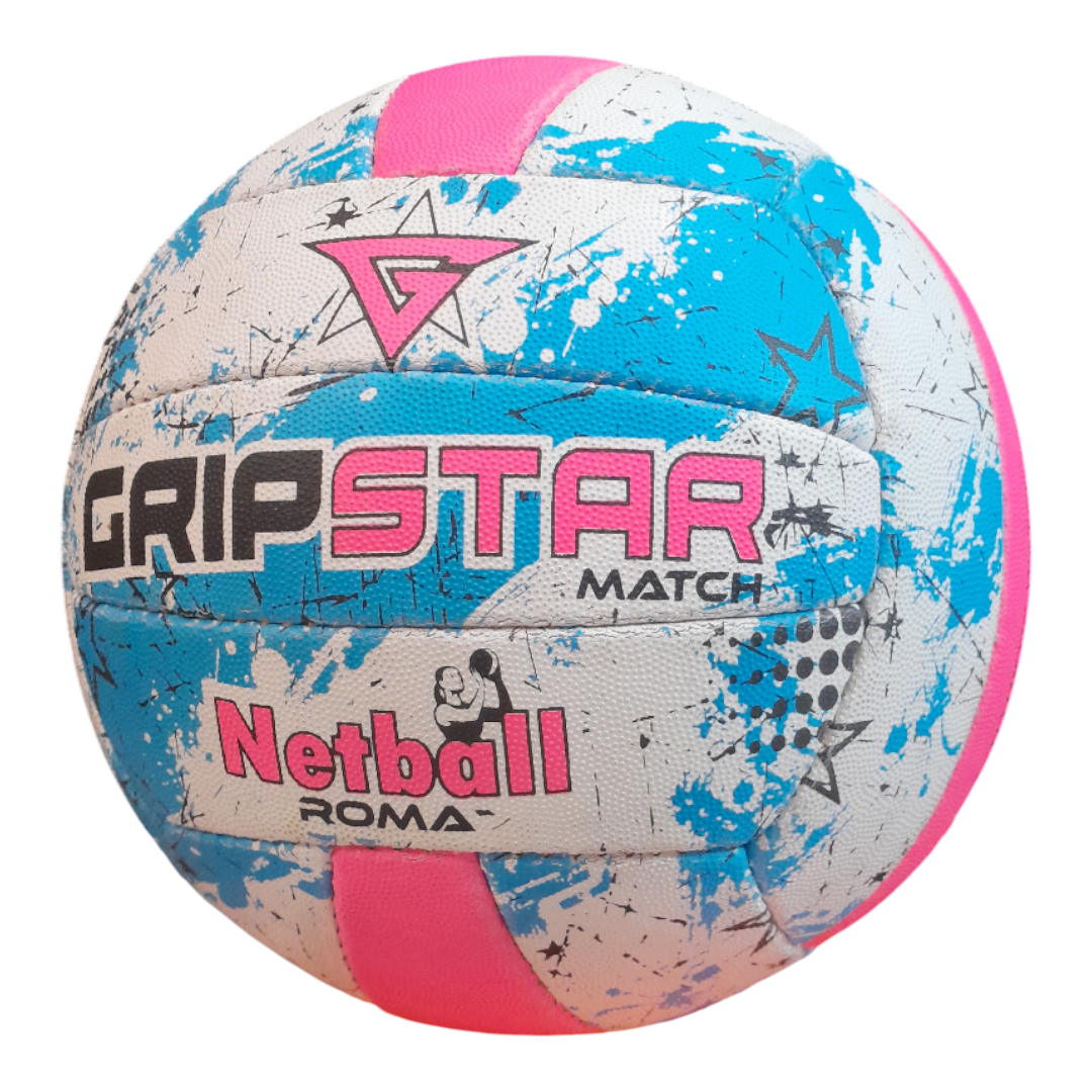 Grip Star Netball Match Hand Stitched Ball | Roma | Blue