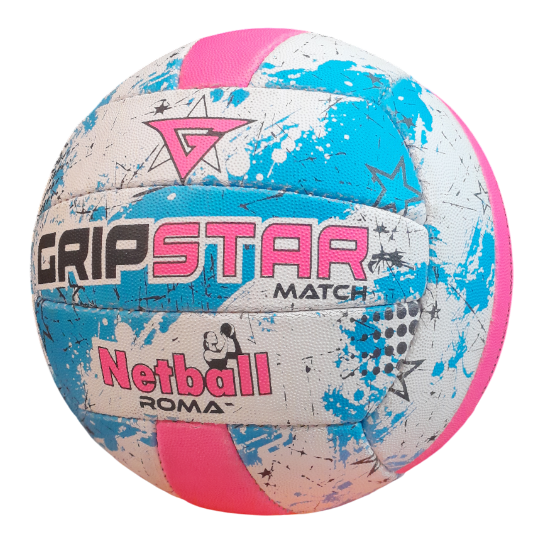 Grip Star Netball Match Hand Stitched Ball | Roma | Blue