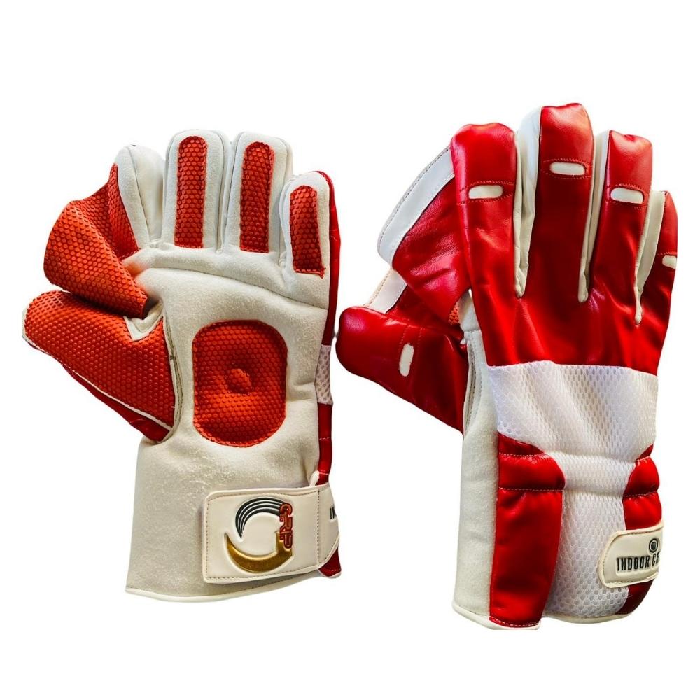 Grip Indoor Wicket Keeper Gloves | White / Red
