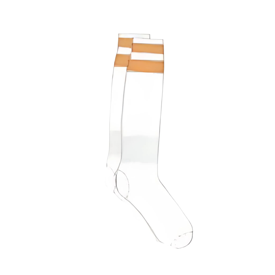 Grip Soccer Socks | High Quality | Each | White with Orange Strips