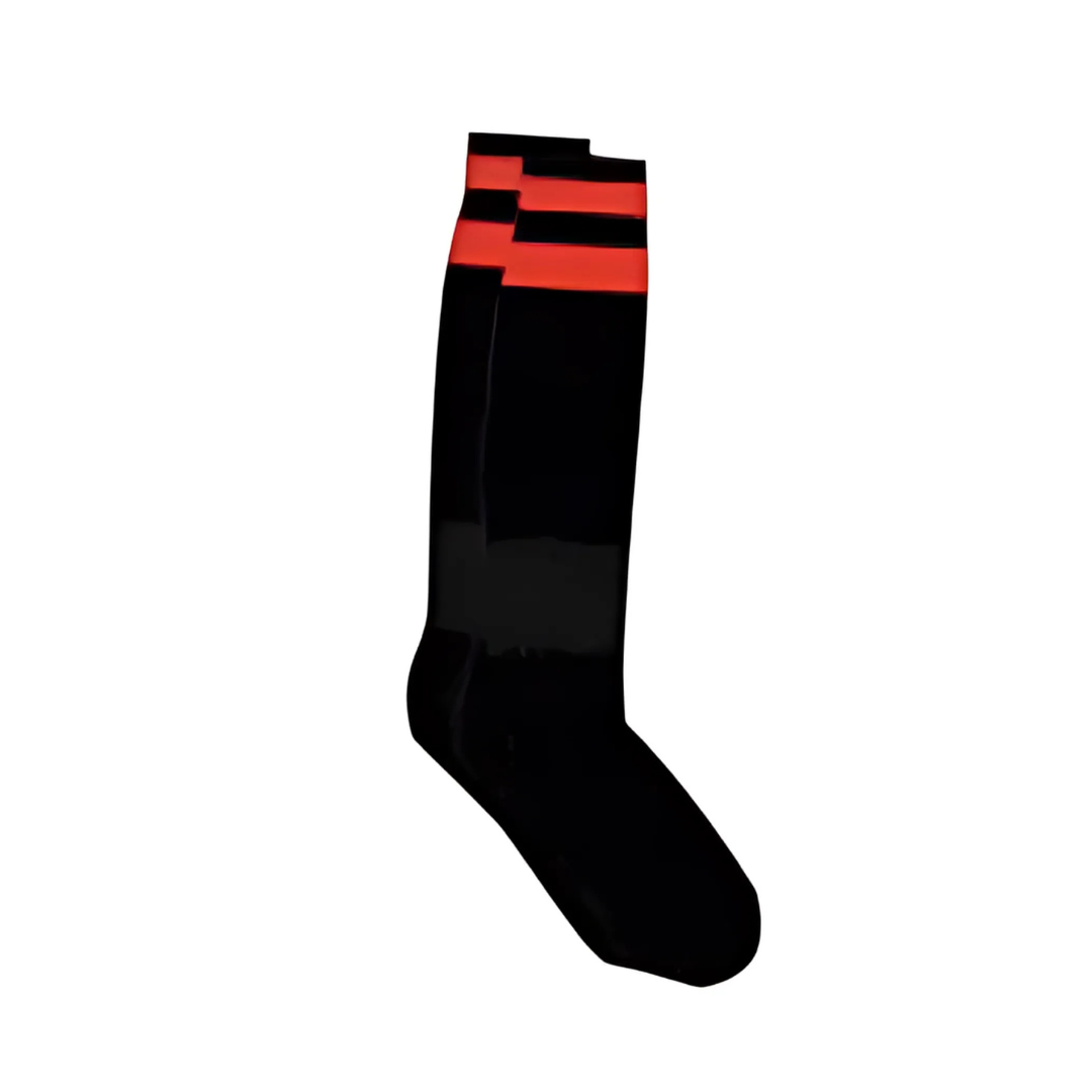 Grip Soccer Socks | High Quality | Each | Black with Red Strips