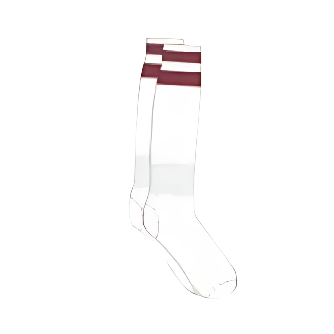 Grip Soccer Socks | High Quality | Each | White with Maroon Strips