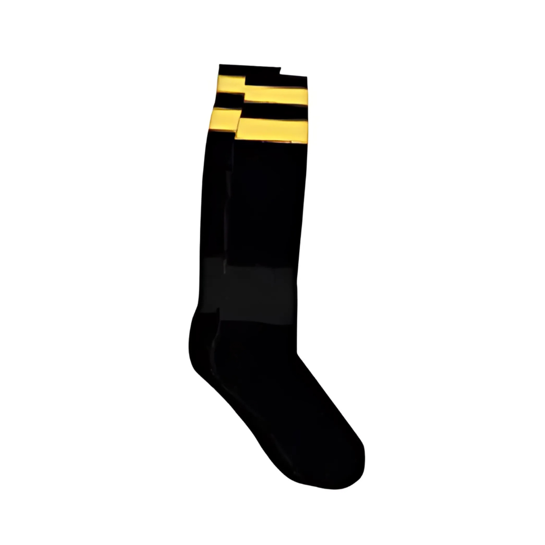 Grip Soccer Socks | High Quality | Each | Black with Gold Strips