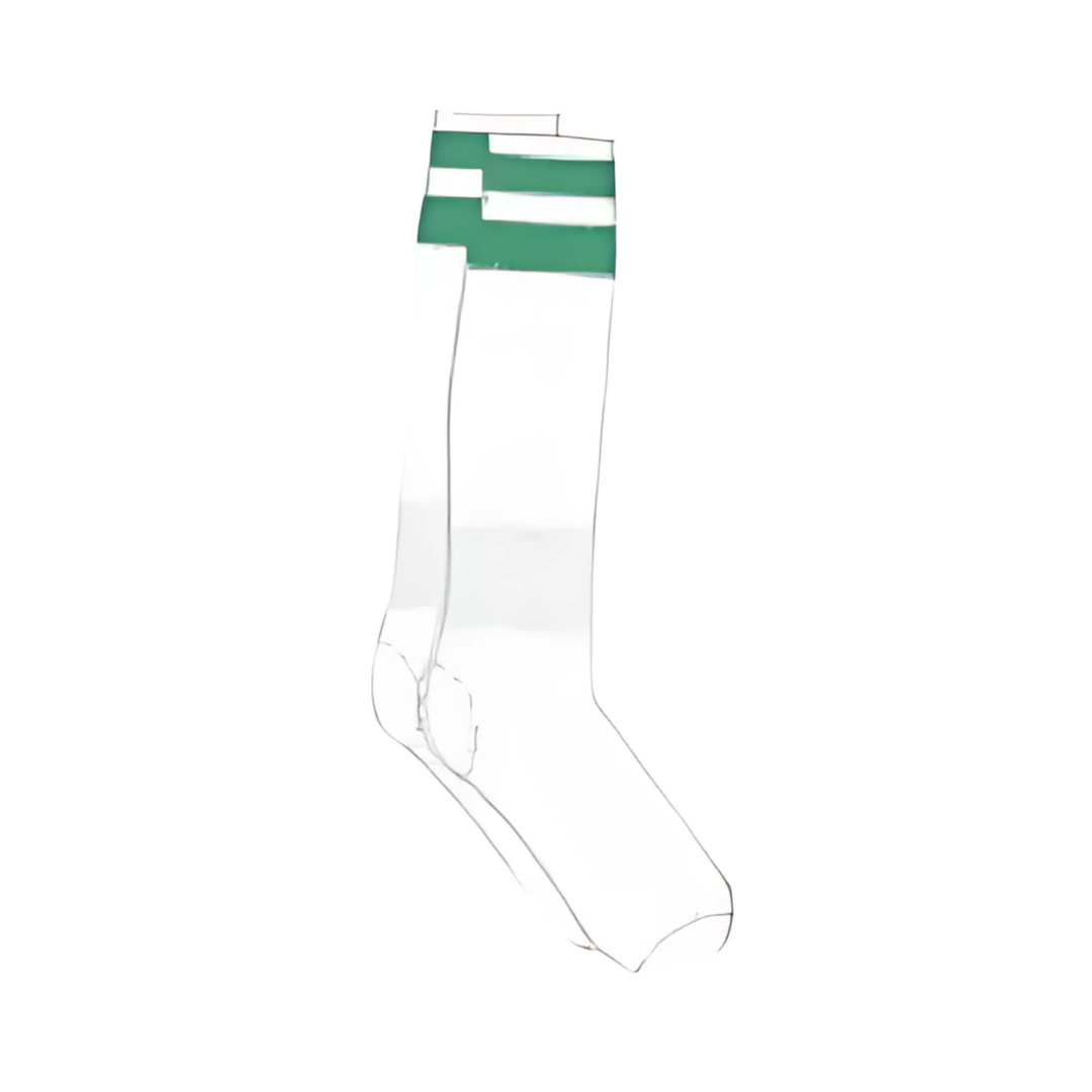 Grip Soccer Socks | High Quality | Each | White with Emerald Strips