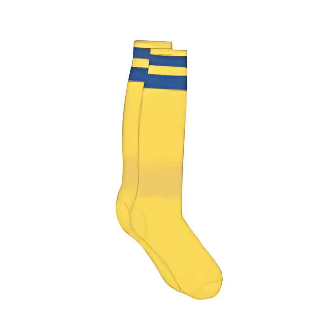 Grip Soccer Socks | High Quality | Each | Gold with Royal Blue Strips