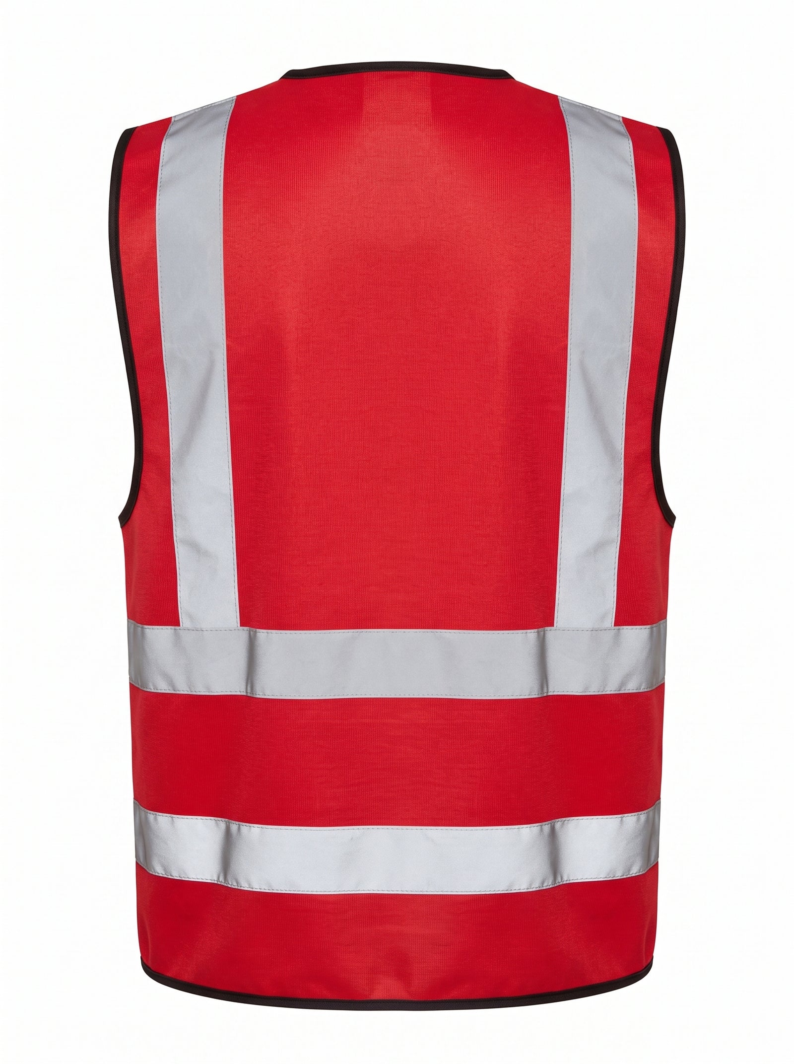 Red High-Visibility Safety Vest with Reflective Strips
